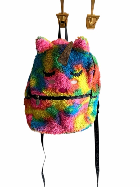 Betsey Johnson Handbags - Betsey Johnson Unicorn Rainbow Faux Fur Backpack Rare 15” X 15”